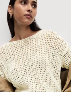 Cotton Blend Crew Neck Short Jumper 31 Cotton Blend Crew Neck Short Jumper -M&S cotton blend crew neck short jumper 8