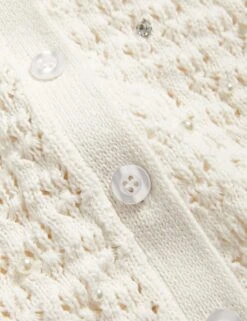 Cotton Blend Embellished Crew Neck Cardigan -M&S cotton blend embellished crew neck cardigan 8