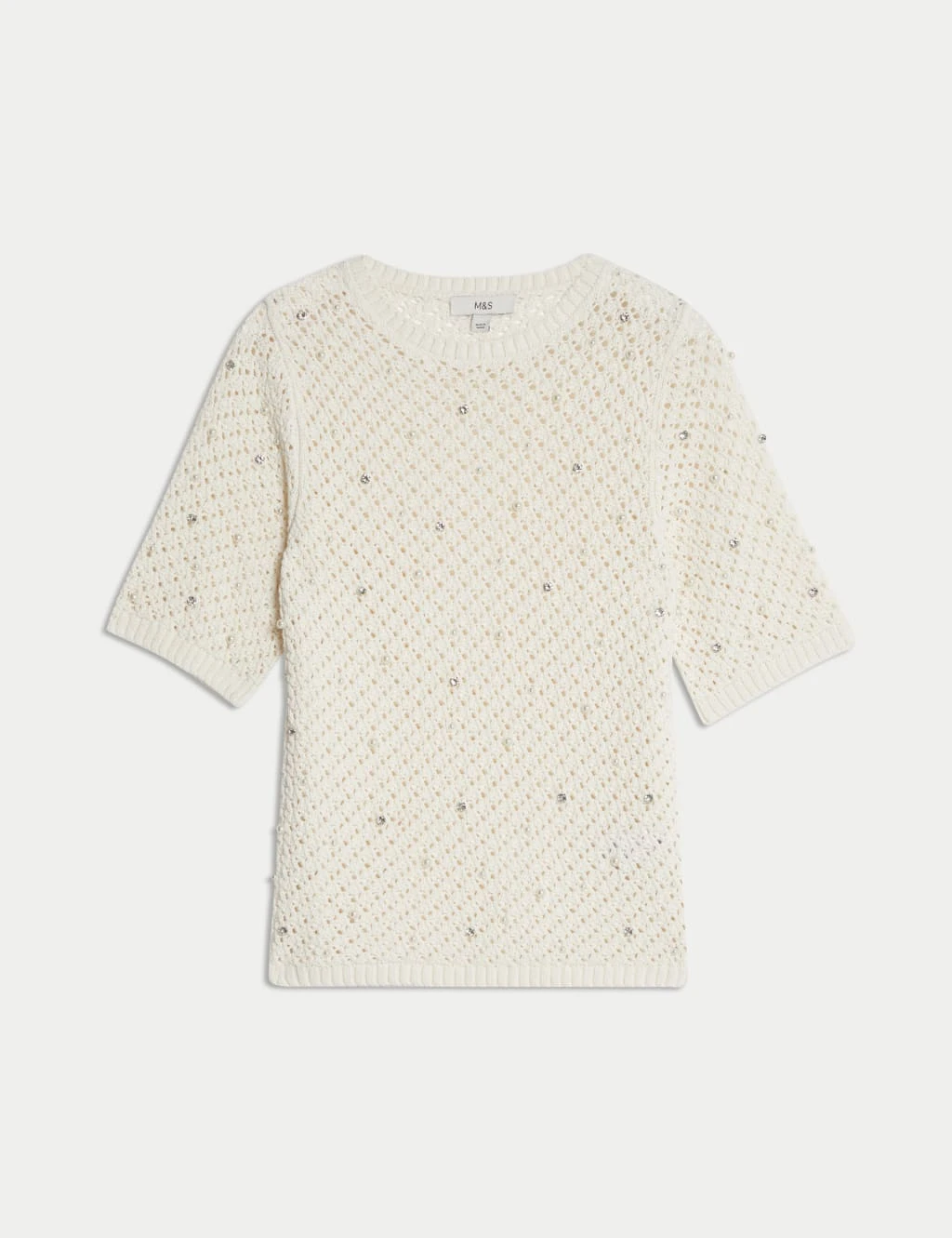 Cotton Blend Embellished Knitted Top 15 Cotton Blend Embellished Knitted Top - Image 13