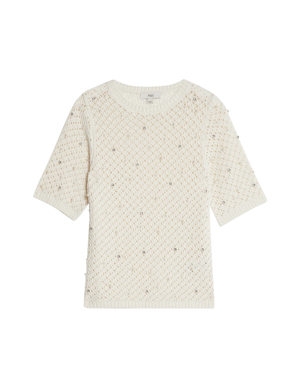 Cotton Blend Embellished Knitted Top 9 Cotton Blend Embellished Knitted Top - Image 7