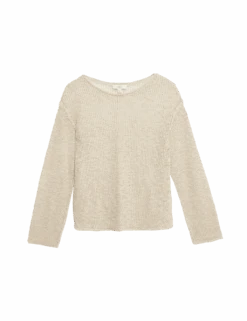 Cotton Blend Metallic Jumper With Linen -M&S cotton blend metallic jumper with linen 1