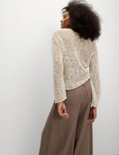 Cotton Blend Metallic Jumper With Linen -M&S cotton blend metallic jumper with linen 16