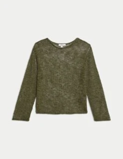 Cotton Blend Metallic Jumper With Linen -M&S cotton blend metallic jumper with linen 6