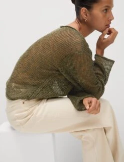 Cotton Blend Metallic Jumper With Linen -M&S cotton blend metallic jumper with linen 7