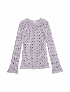 Cotton Blend Metallic Textured Jumper -M&S cotton blend metallic textured jumper 1