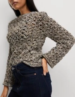 Cotton Blend Metallic Textured Jumper -M&S cotton blend metallic textured jumper 8