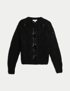Cotton Blend Open Stitch Cropped Cardigan -M&S cotton blend open stitch cropped cardigan 12