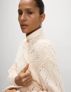 Cotton Blend Open Stitch Cropped Cardigan -M&S cotton blend open stitch cropped cardigan 17