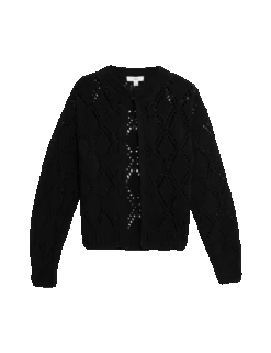 Cotton Blend Open Stitch Cropped Cardigan -M&S cotton blend open stitch cropped cardigan