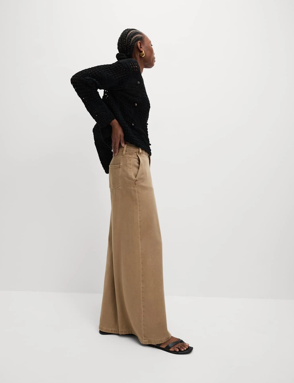 Cotton Blend Open Stitch Relaxed Cropped Jumper 19 Cotton Blend Open Stitch Relaxed Cropped Jumper - Image 17