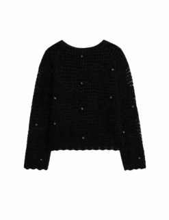 Cotton Blend Open Stitch Relaxed Cropped Jumper 29 Cotton Blend Open Stitch Relaxed Cropped Jumper -M&S cotton blend open stitch relaxed cropped jumper