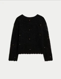 Cotton Blend Open Stitch Relaxed Cropped Jumper 28 Cotton Blend Open Stitch Relaxed Cropped Jumper -M&S cotton blend open stitch relaxed cropped jumper 9