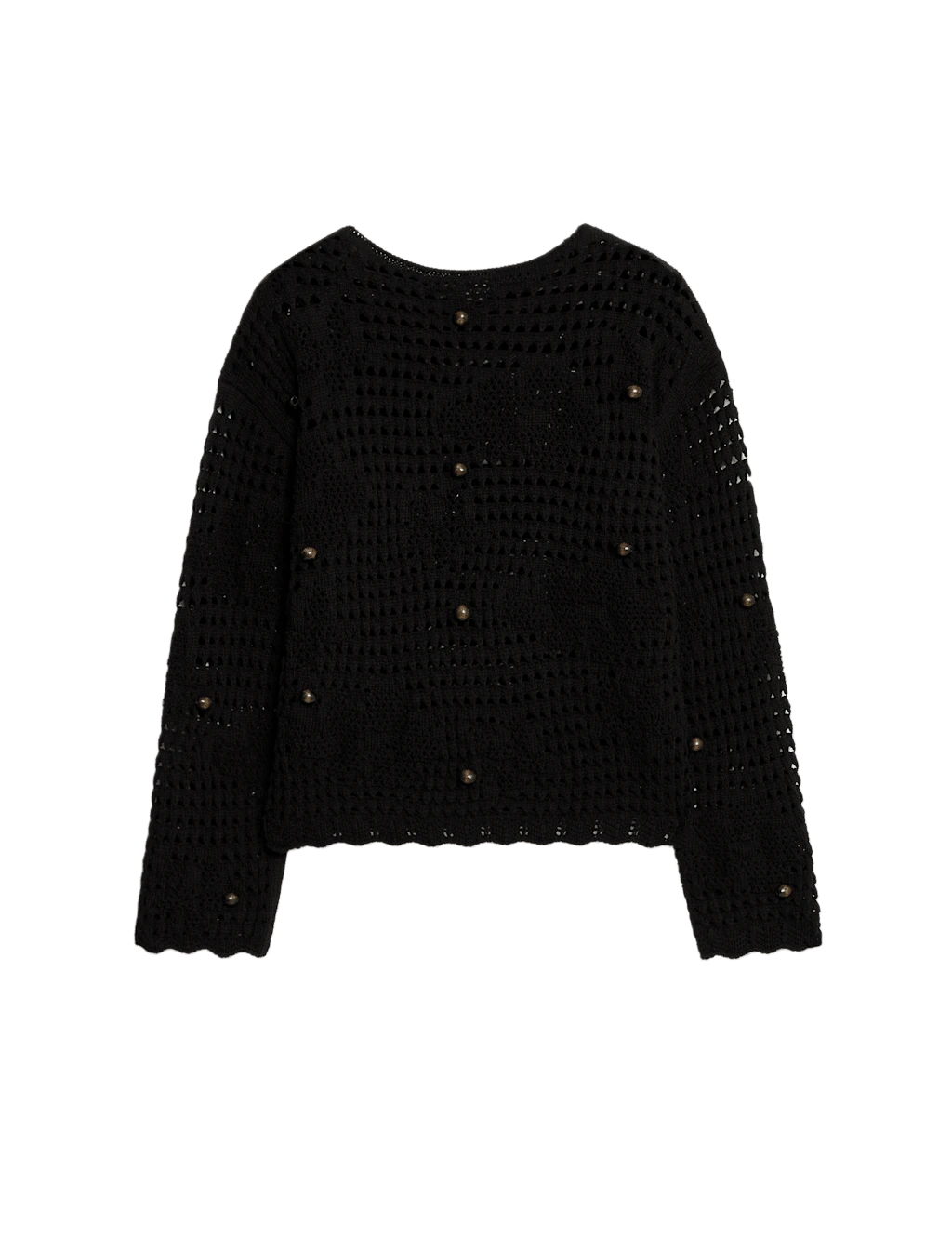 Cotton Blend Open Stitch Relaxed Cropped Jumper 13 Cotton Blend Open Stitch Relaxed Cropped Jumper - Image 11