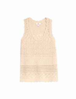Cotton Blend Pointelle Scallop Edge Knitted Vest -M&S cotton blend pointelle scallop edge knitted vest 1