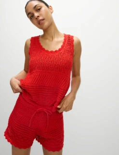 Cotton Blend Pointelle Scallop Edge Knitted Vest -M&S cotton blend pointelle scallop edge knitted vest 7