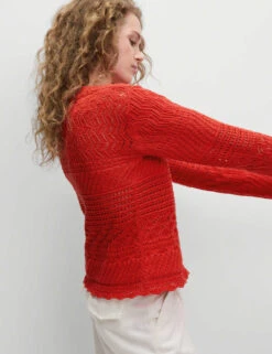 Cotton Blend Pointelle V-Neck Button Front Cardigan -M&S cotton blend pointelle v neck button front cardigan 18