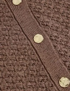 Cotton Blend Textured Button Front Cropped Cardigan -M&S cotton blend textured button front cropped cardigan 17