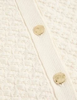 Cotton Blend Textured Button Front Cropped Cardigan -M&S cotton blend textured button front cropped cardigan 9