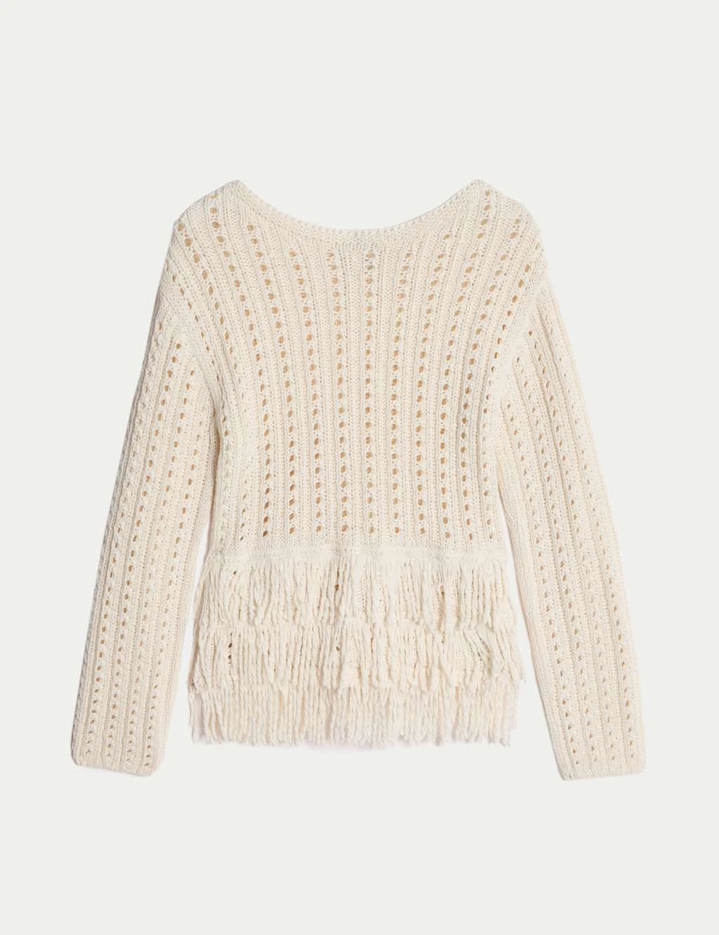Cotton-Blend Textured Fringe Jumper 18 Cotton-Blend Textured Fringe Jumper - Image 16