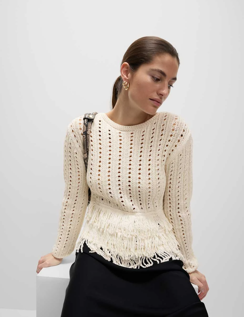 Cotton-Blend Textured Fringe Jumper 13 Cotton-Blend Textured Fringe Jumper - Image 11