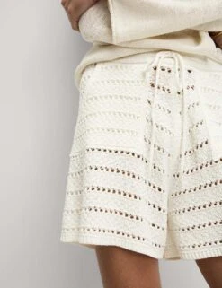 Cotton Rich Open Stitch Beach Shorts 23 Cotton Rich Open Stitch Beach Shorts -M&S cotton blend textured relaxed knitted shorts 1