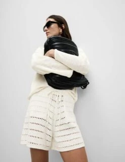 Cotton Rich Open Stitch Beach Shorts 27 Cotton Rich Open Stitch Beach Shorts -M&S cotton blend textured relaxed knitted shorts 5