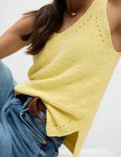 Cotton Blend Textured V-Neck Knitted Vest -M&S cotton blend textured v neck knitted vest 13