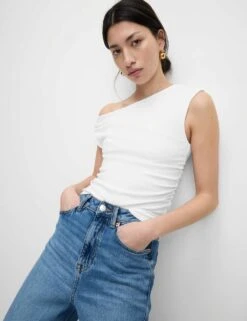 Cotton Rich Asymmetric Neck Vest -M&S cotton rich asymmetric neck vest 12