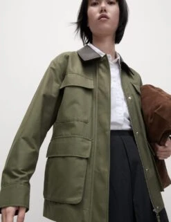 Cotton Rich Collared Short Utility Jacket -M&S cotton rich collared short utility jacket 9