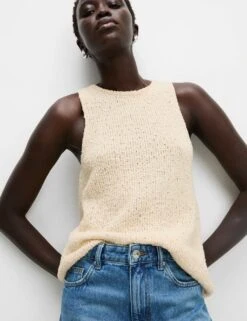 Cotton Rich Crew Neck Knitted Vest -M&S cotton rich crew neck knitted vest 11