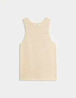 Cotton Rich Crew Neck Knitted Vest -M&S cotton rich crew neck knitted vest 6