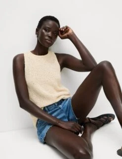 Cotton Rich Crew Neck Knitted Vest -M&S cotton rich crew neck knitted vest 9