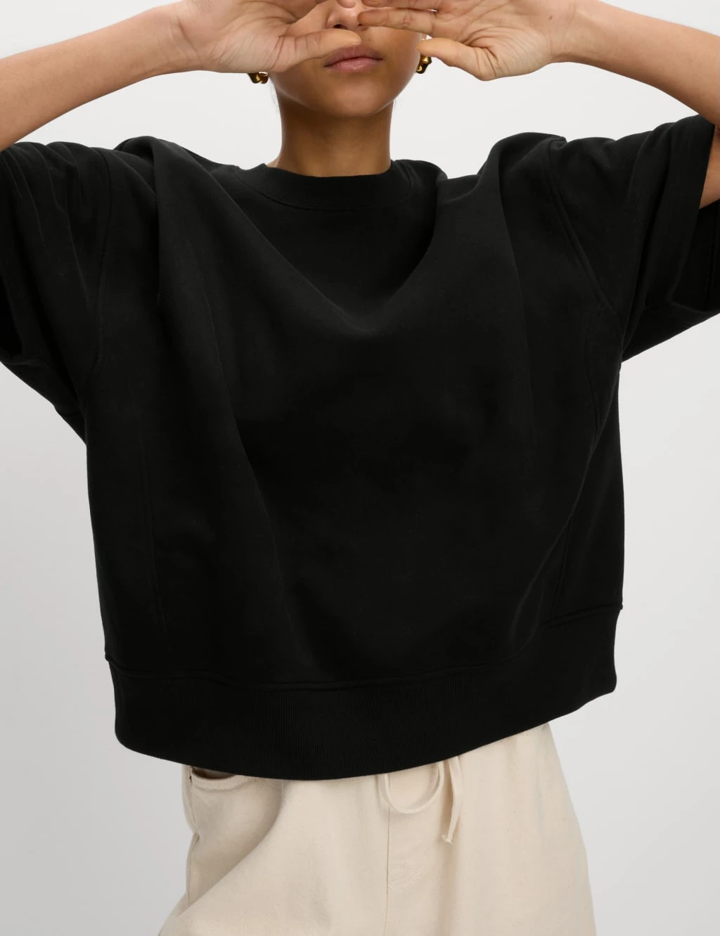 Cotton Rich Crew Neck Cropped Sweatshirt 8 Cotton Rich Crew Neck Cropped Sweatshirt - Image 6