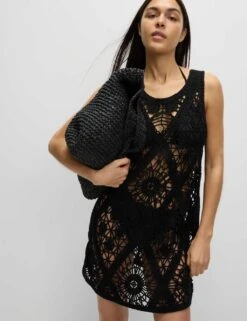 Cotton Rich Beach Dress 24 Cotton Rich Beach Dress -M&S cotton rich crochet beach dress 2