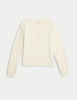 Cotton Rich Embellished Crew Neck Cardigan -M&S cotton rich embellished crew neck cardigan 6