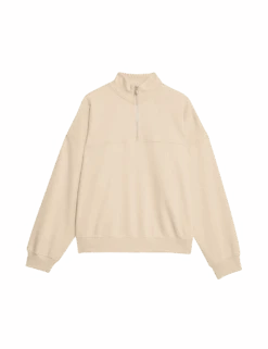 Cotton Rich Half Zip Sweatshirt -M&S cotton rich half zip sweatshirt 1