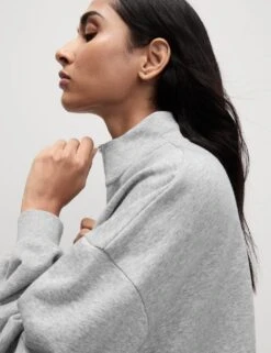 Cotton Rich Half Zip Sweatshirt -M&S cotton rich half zip sweatshirt 10