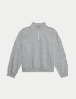 Cotton Rich Half Zip Sweatshirt -M&S cotton rich half zip sweatshirt 6