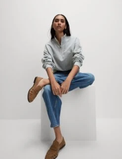 Cotton Rich Half Zip Sweatshirt -M&S cotton rich half zip sweatshirt 7