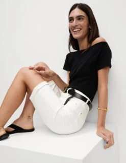 Cotton Rich High Waisted Magic Denim Shorts -M&S cotton rich high waisted denim shorts 3