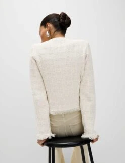 Cotton Rich Knitted Crew Neck Fringe Cardigan -M&S cotton rich knitted crew neck fringe cardigan 15