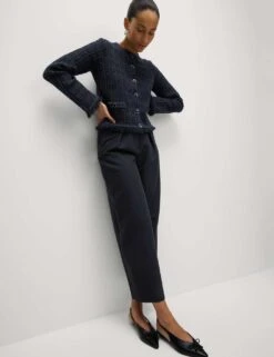 Cotton Rich Knitted Crew Neck Fringe Cardigan -M&S cotton rich knitted crew neck fringe cardigan 9