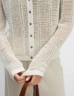 Cotton Rich Open Stitch Cropped Cardigan -M&S cotton rich open stitch cropped cardigan 17