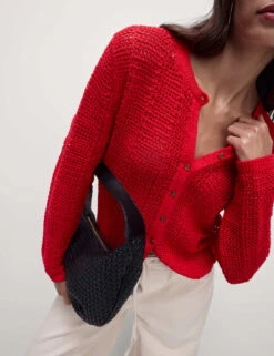 Cotton Rich Open Stitch Cropped Cardigan -M&S cotton rich open stitch cropped cardigan 7