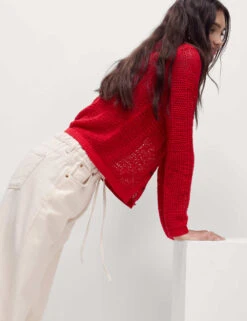 Cotton Rich Open Stitch Cropped Cardigan -M&S cotton rich open stitch cropped cardigan 9