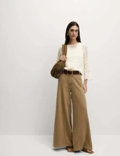 Cotton Rich Pointelle Crew Neck Slim Fit Knitted Top -M&S cotton rich pointelle crew neck slim fit knitted top 9