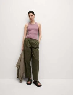 Cotton Rich Ribbed Scoop Neck Bra Vest Top -M&S cotton rich ribbed scoop neck bra vest top 16