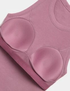 Cotton Rich Ribbed Scoop Neck Bra Vest Top -M&S cotton rich ribbed scoop neck bra vest top 17