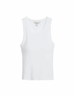 Cotton Rich Ribbed Scoop Neck Bra Vest Top -M&S cotton rich ribbed scoop neck bra vest top