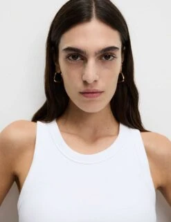 Cotton Rich Ribbed Scoop Neck Bra Vest Top -M&S cotton rich ribbed scoop neck bra vest top 7